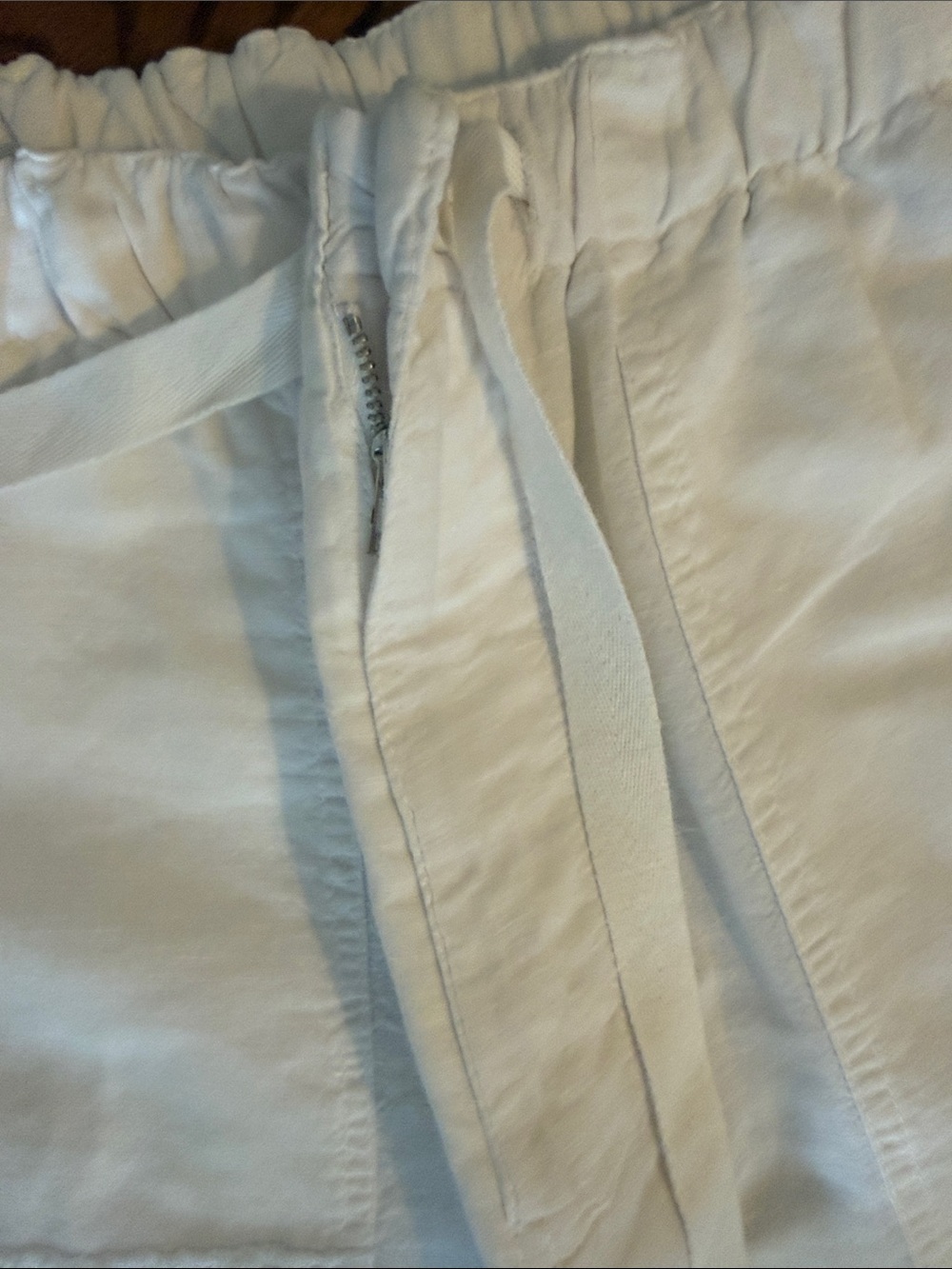 Zara White Drawstring Cargo-Style Joggers Linen and Cotton - Picture 3 of 12